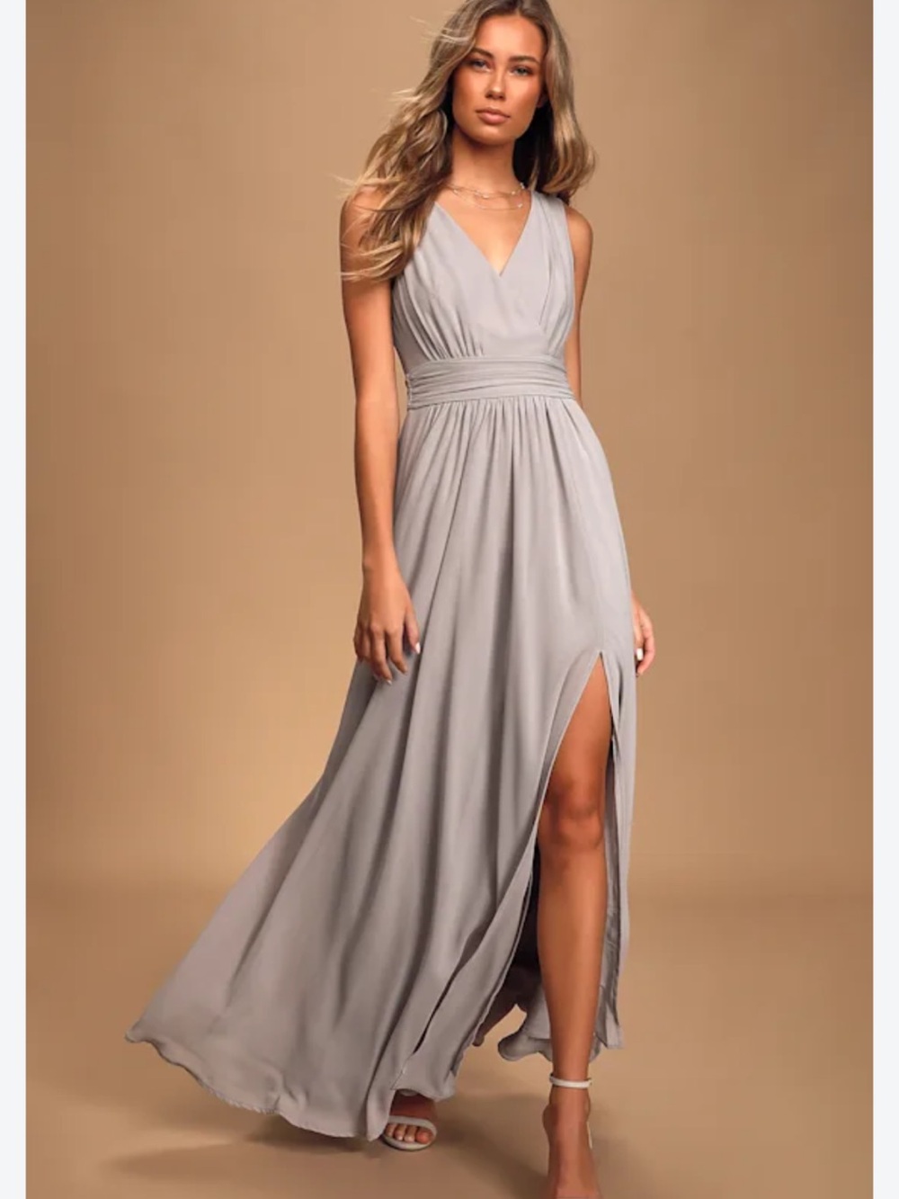 Lulu's Dusty Lavender Grecian Maxi Dress